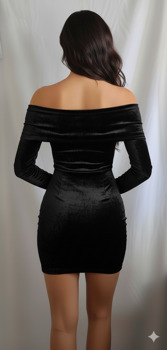 ZARAH Holiday Velvet foldover & Glow Off-Shoulder Mini Dress