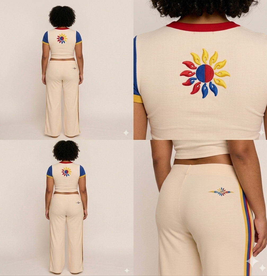 Colombia 2026 World Cup Inspired Set Fitted crop top t-shirt &full-length pants