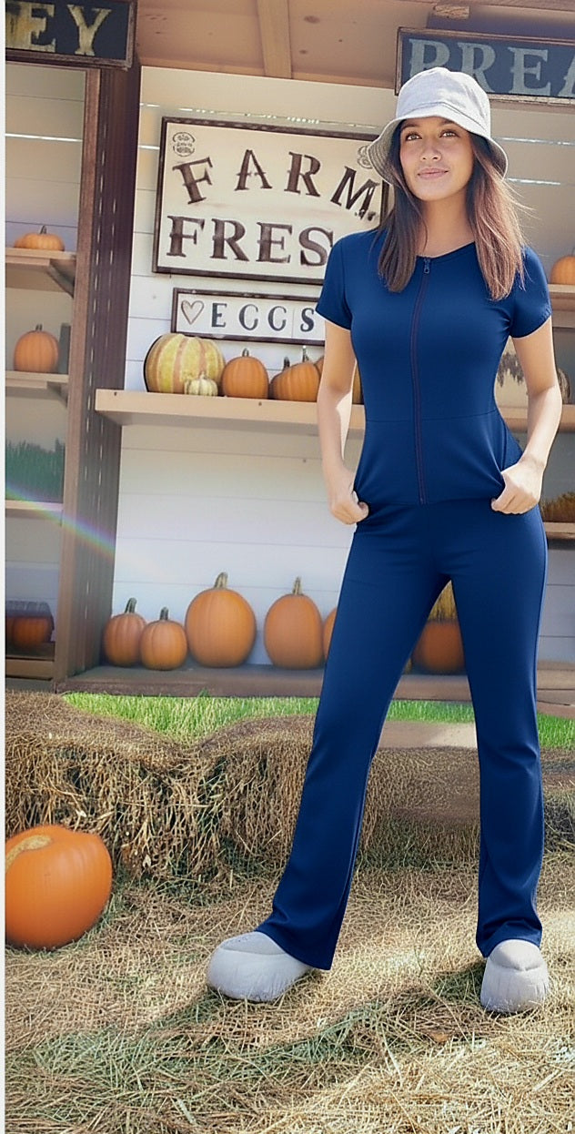 JUMPSUIT VELA ( ZIPPER in front  , pockets  &STRAIGHT BOOT)