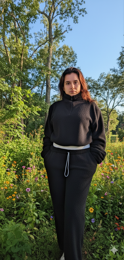 Cozy Fleece Set 3pieces  – jacket , Long Pants & Mini Shorts