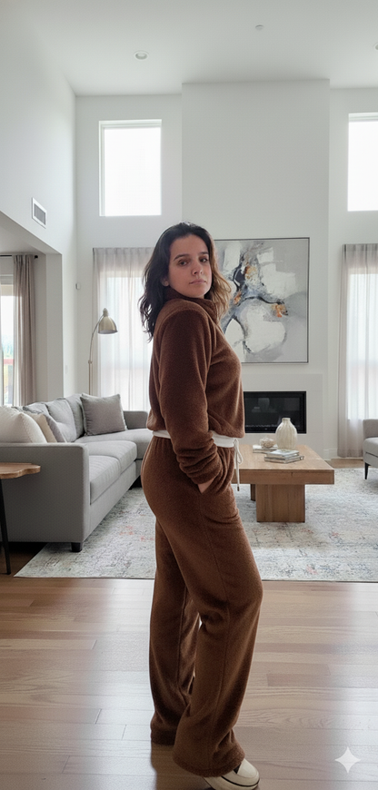 Cozy Fleece Set 3pieces  – jacket , Long Pants & Mini Shorts