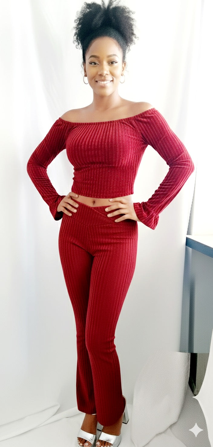 Set Maxi Velvet Mesh Rhinestone Set – Off-Shoulder Glam Elegance Holidays