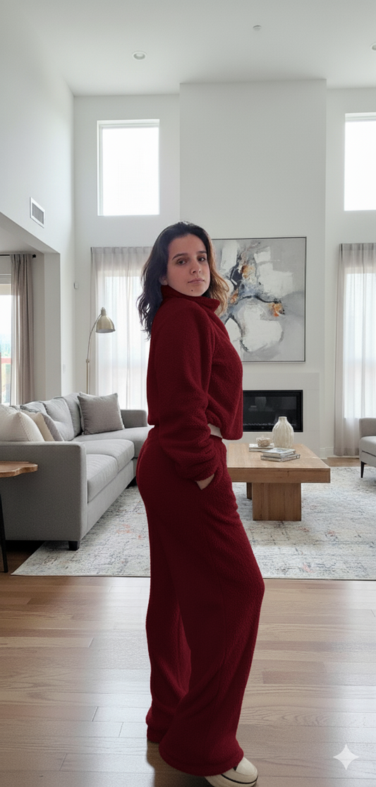 Cozy Fleece Set 3pieces  – jacket , Long Pants & Mini Shorts