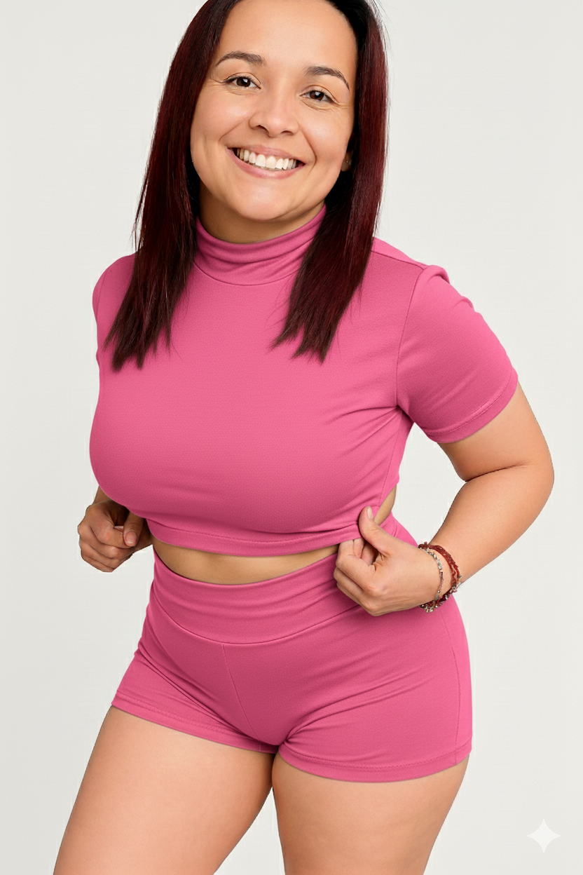 Set  foldover  Waist Short  | Crop Top & Shorts – Beso de Sol- Two-Piece | foldover  High, Mid & Low Waist Shorts – Beso de Sol