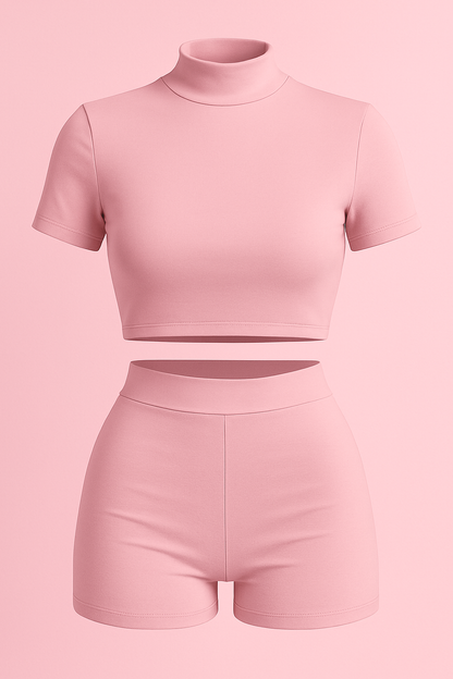 Set  foldover  Waist Short  | Crop Top & Shorts – Beso de Sol- Two-Piece | foldover  High, Mid & Low Waist Shorts – Beso de Sol