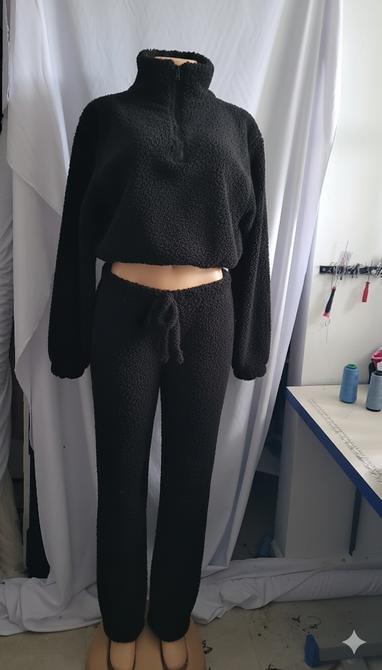 Cozy Fleece Set 3pieces  – jacket , Long Pants & Mini Shorts