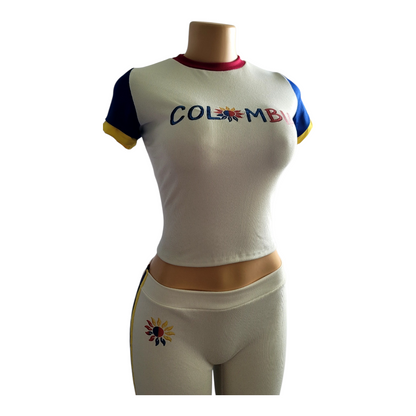 Colombia 2026 World Cup Inspired Set Fitted crop top t-shirt & short