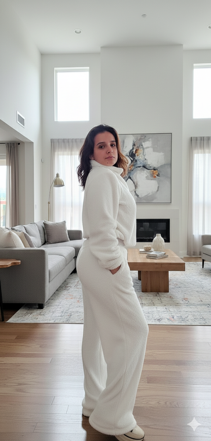 Cozy Fleece Set 3pieces  – jacket , Long Pants & Mini Shorts