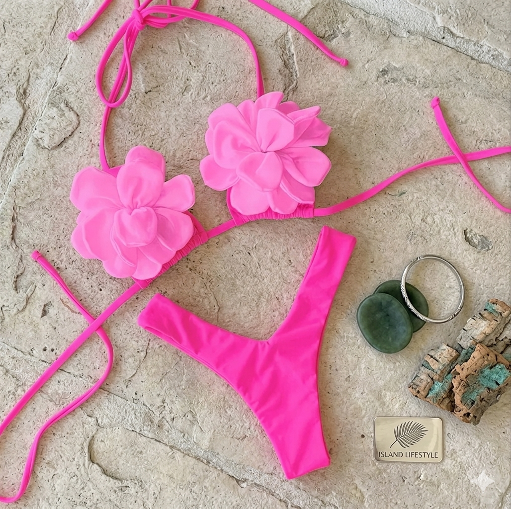 Beso de Sol 3D Flower Bikini  Two-Piece Set