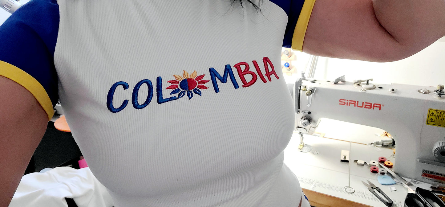 Colombia 2026 World Cup Inspired Set Fitted crop top t-shirt &full-length pants