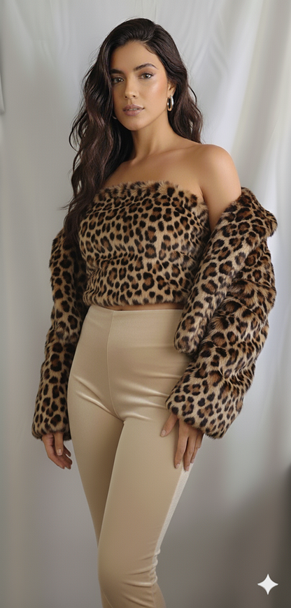 Soft Faux Fur Short Coat – Luxury holidays Elegance- Abrigo corto de piel suave estilo lujo