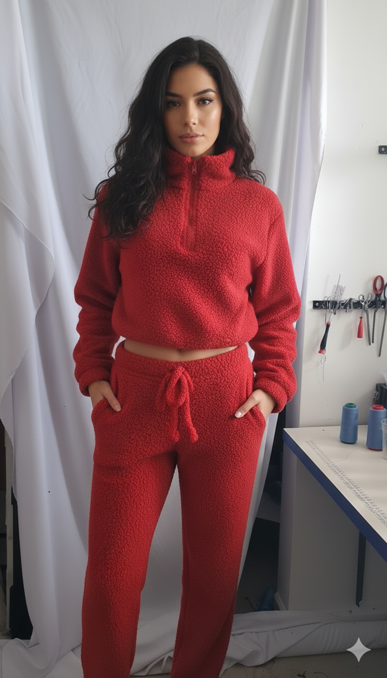 Cozy Fleece Set 3pieces  – jacket , Long Pants & Mini Shorts