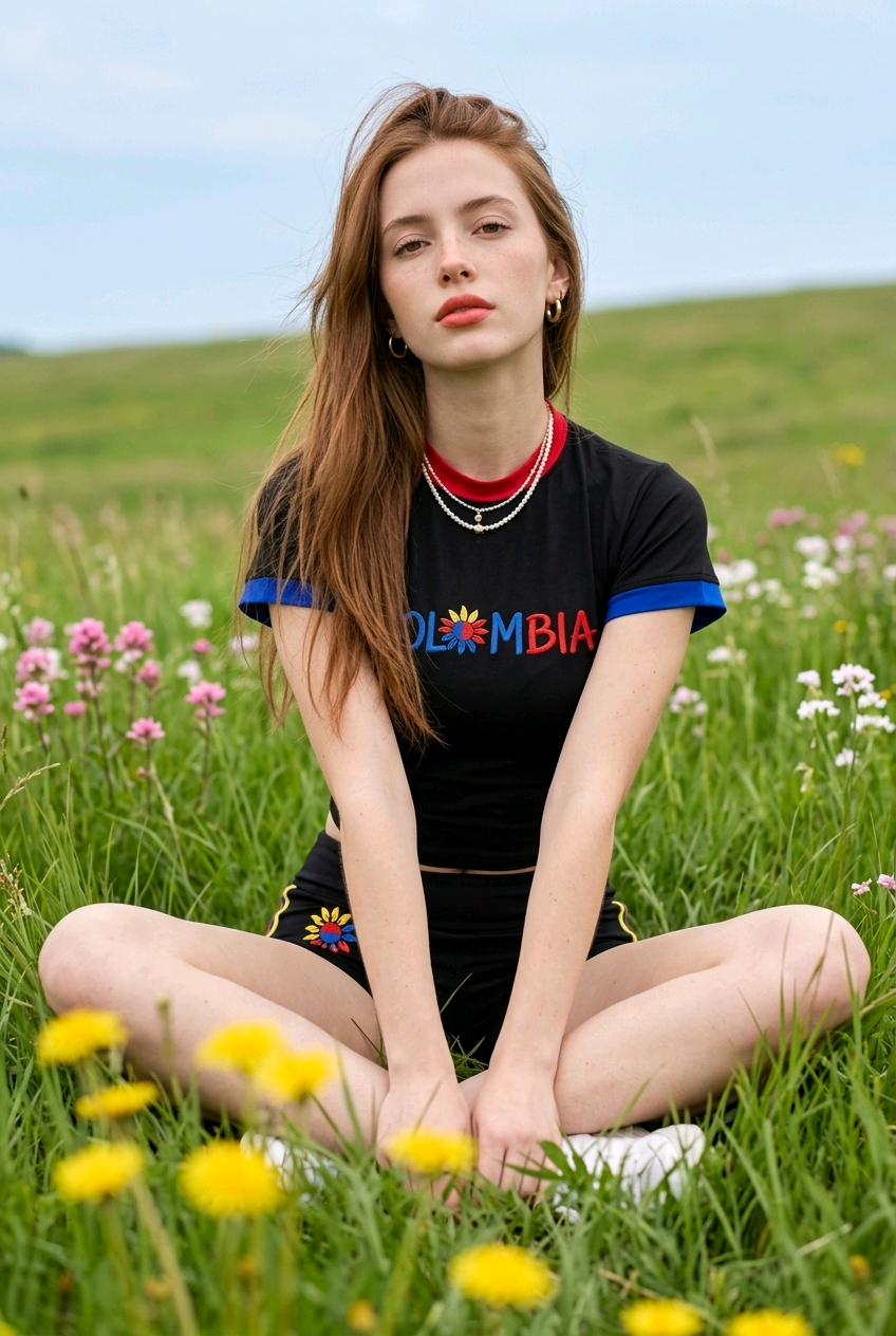 Colombia 2026 World Cup Inspired Set Fitted crop top t-shirt & short