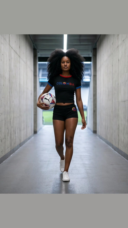 Colombia 2026 World Cup Inspired Set Fitted crop top t-shirt & short