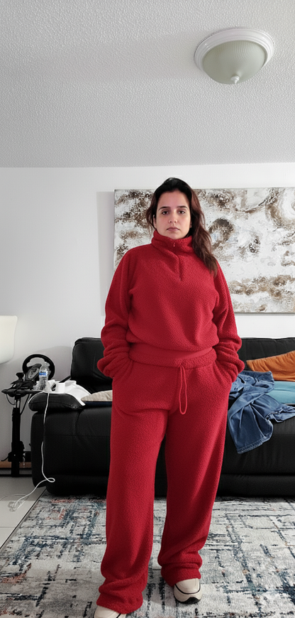 Cozy Fleece Set 3pieces  – jacket , Long Pants & Mini Shorts