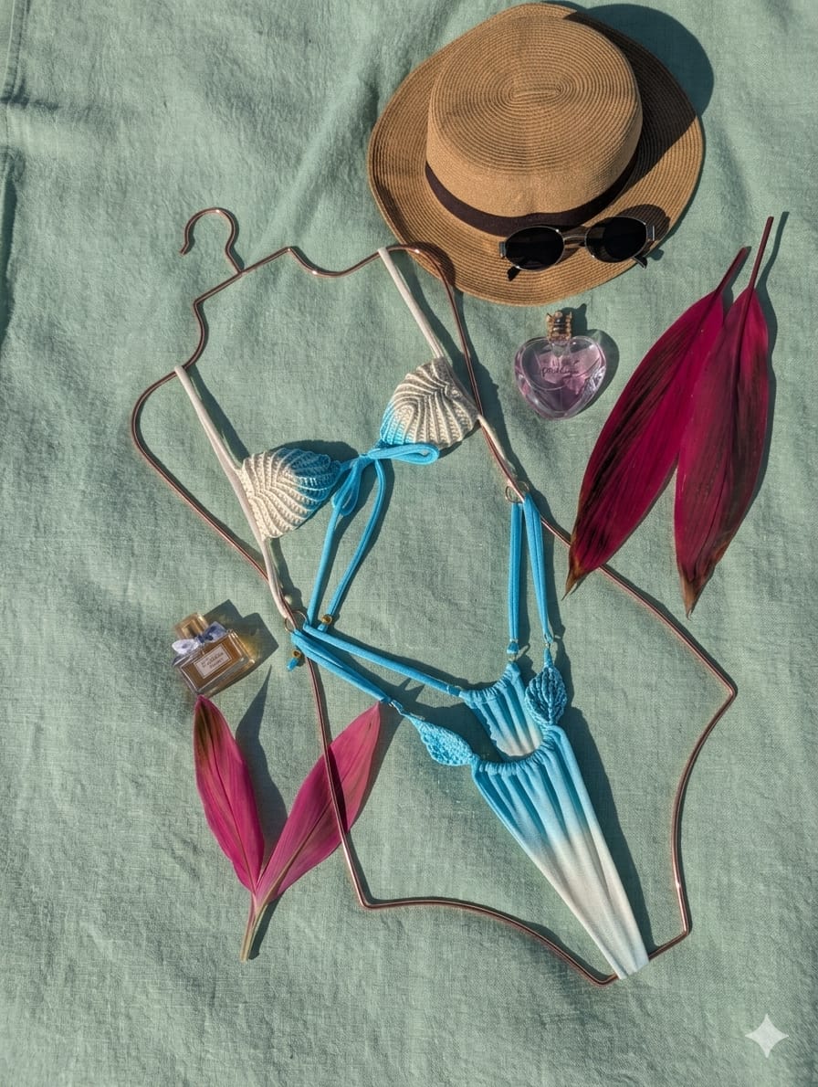 ONE PIECE MACRAME SHELLS THONG