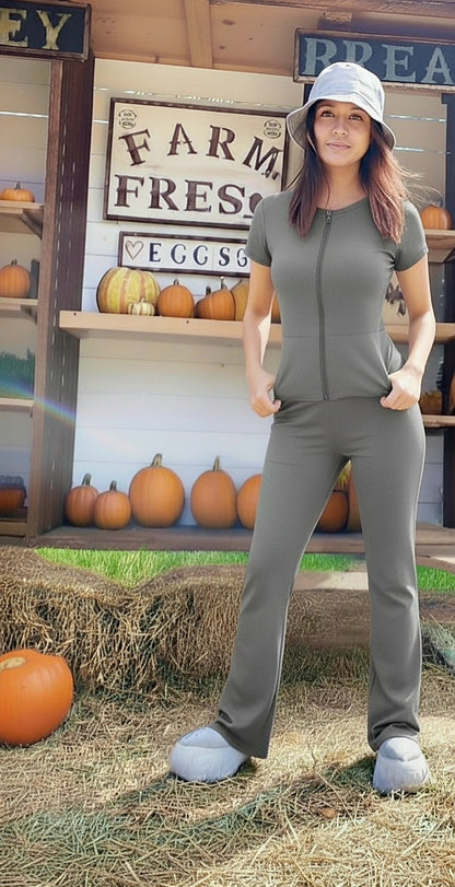 JUMPSUIT VELA ( ZIPPER in front  , pockets  &STRAIGHT BOOT)