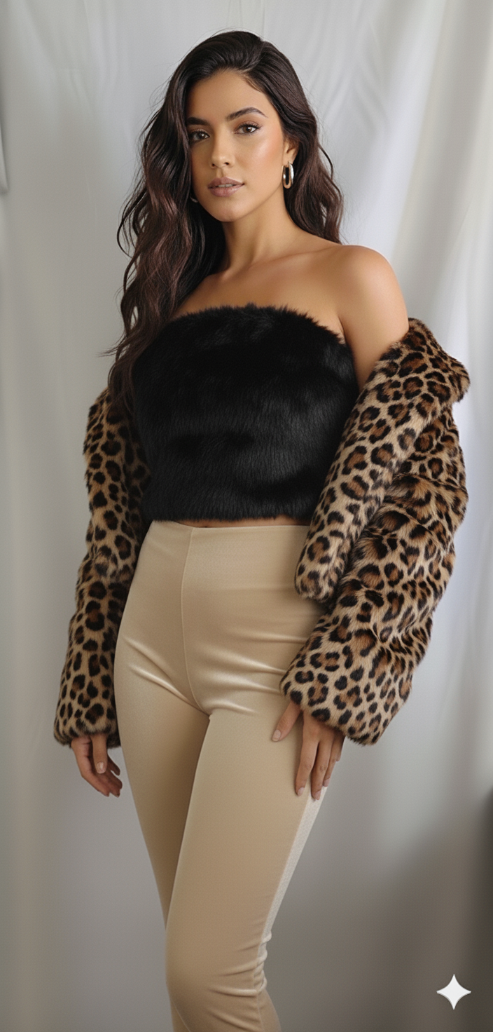 Soft Faux Fur Short Coat – Luxury holidays Elegance- Abrigo corto de piel suave estilo lujo