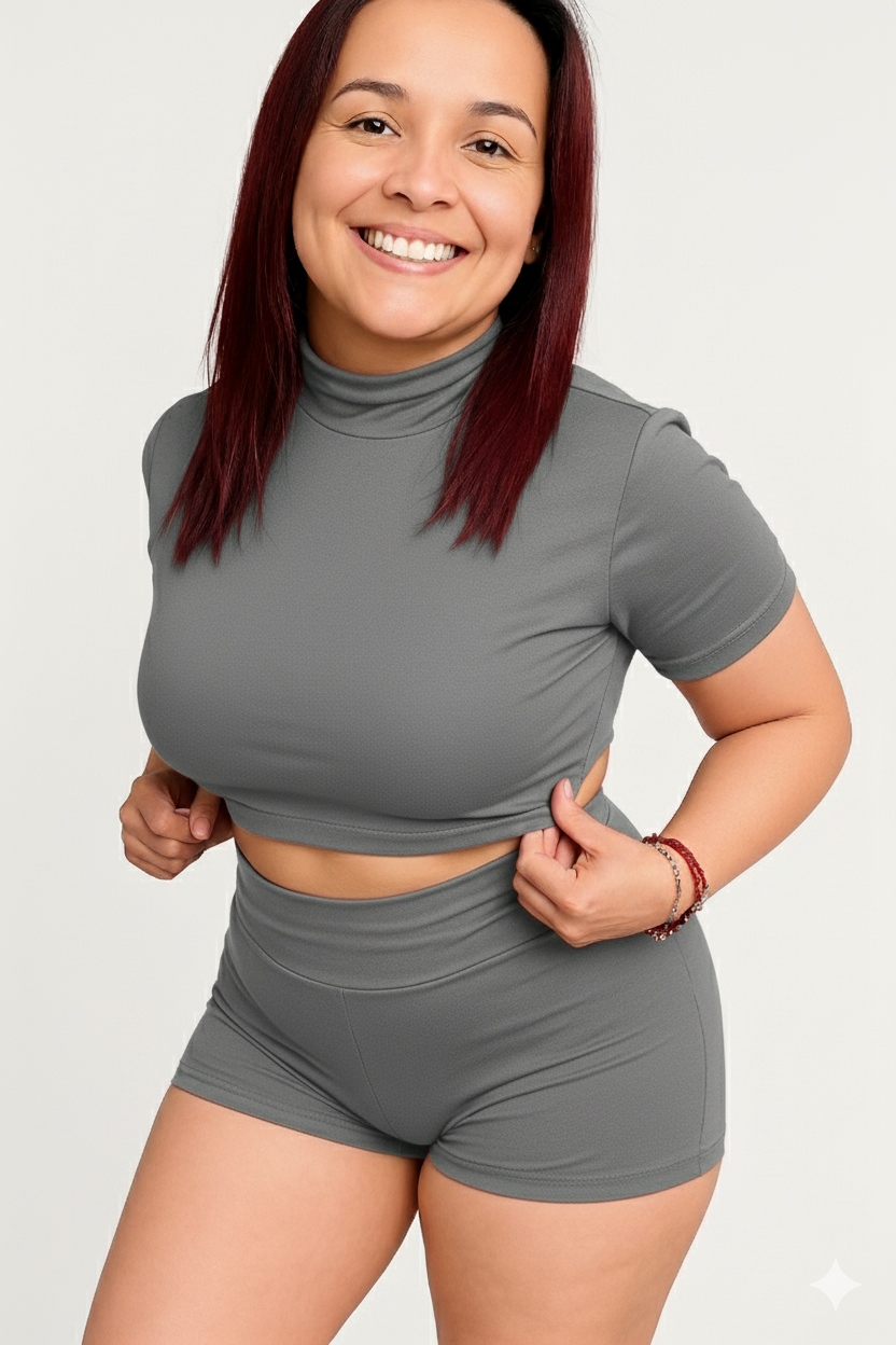 Set  foldover  Waist Short  | Crop Top & Shorts – Beso de Sol- Two-Piece | foldover  High, Mid & Low Waist Shorts – Beso de Sol