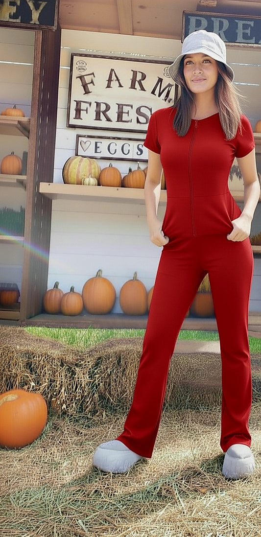 JUMPSUIT VELA ( ZIPPER in front  , pockets  &STRAIGHT BOOT)