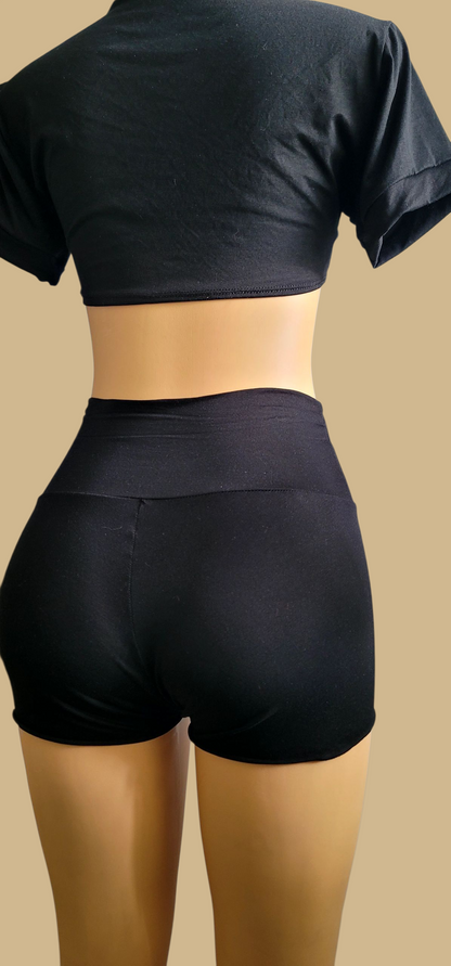 Set  foldover  Waist Short  | Crop Top & Shorts – Beso de Sol- Two-Piece | foldover  High, Mid & Low Waist Shorts – Beso de Sol