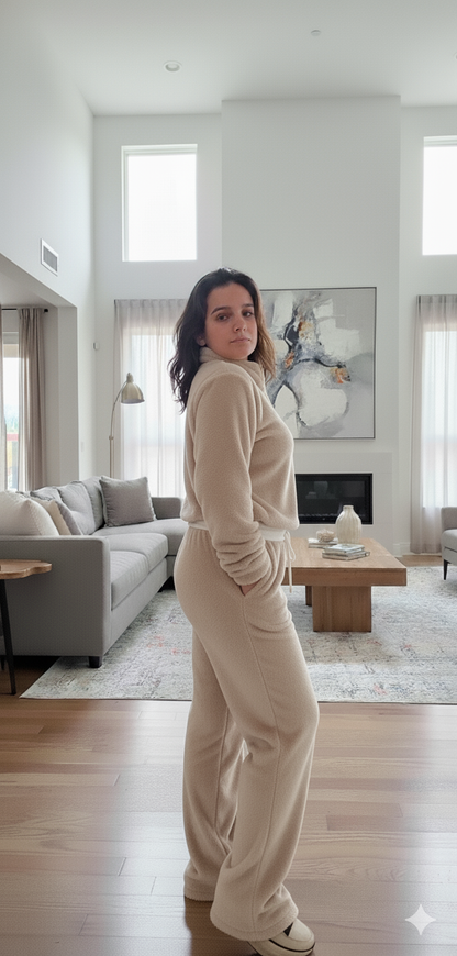 Cozy Fleece Set 3pieces  – jacket , Long Pants & Mini Shorts